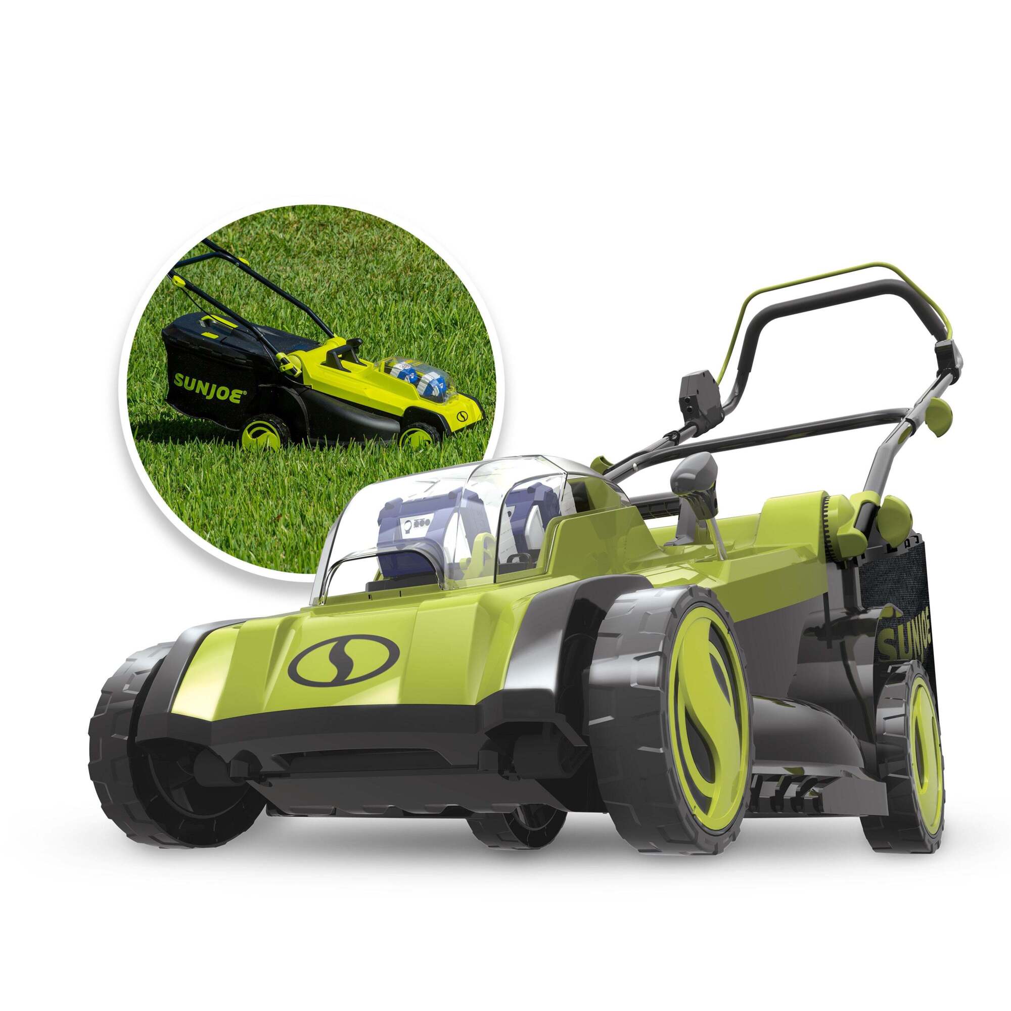 Sun Joe 48V Cordless Lawn Mower Kit — 17in. Cutting Width, 6-Position Height Adjustment, Includes 2 x 4.0Ah Batteries and Charger, Model# 24V-X2-17LM